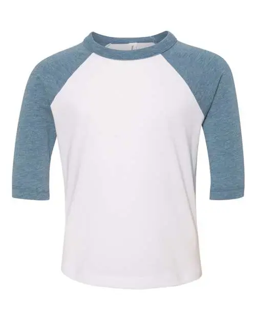 Bella+Canvas Raglan Toddler T-Shirt, White/ Denim