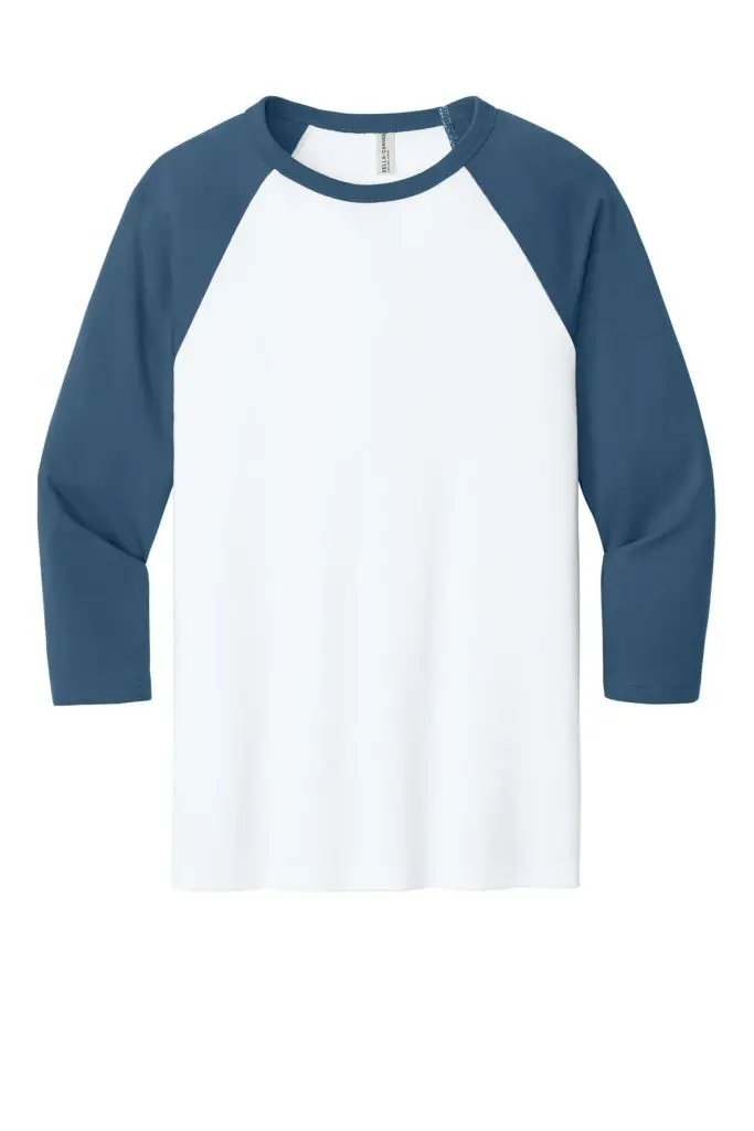 Bella+Canvas Raglan Unisex T-Shirt, White/ Denim