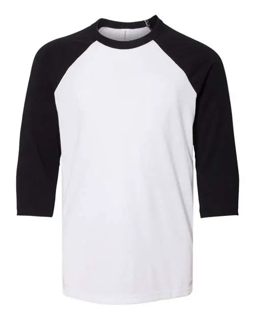 Bella+Canvas Raglan Youth T-Shirt, White/ Black