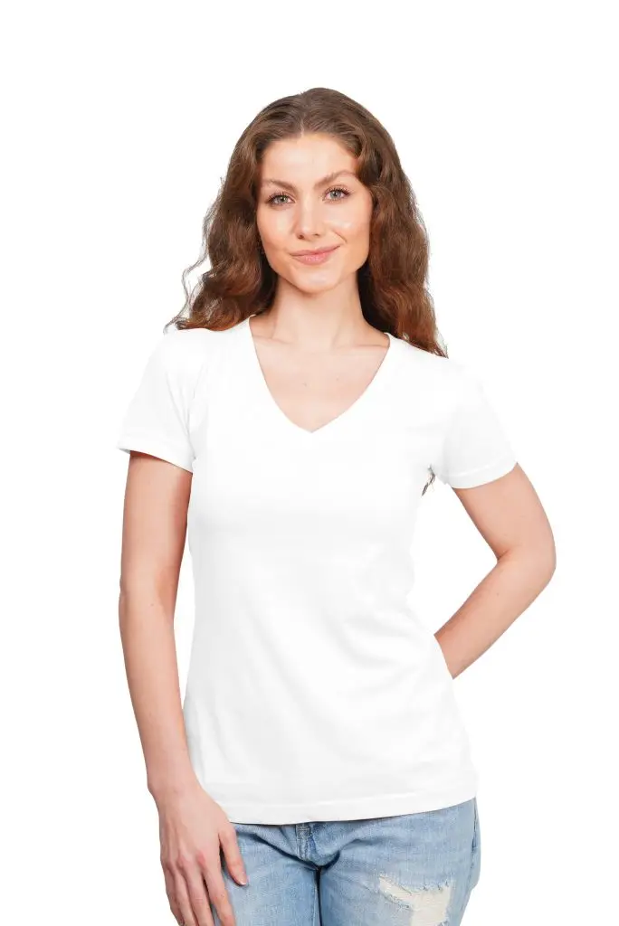 Women V-Neck, White